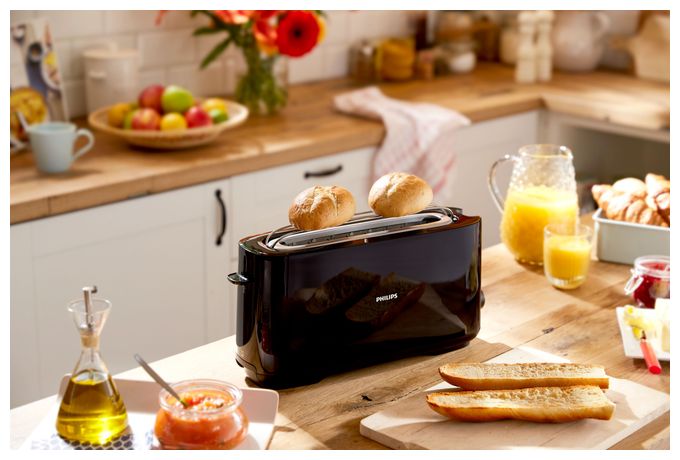 Daily Collection HD2590/90 Toaster – lange Toastkammer, Schwarz 