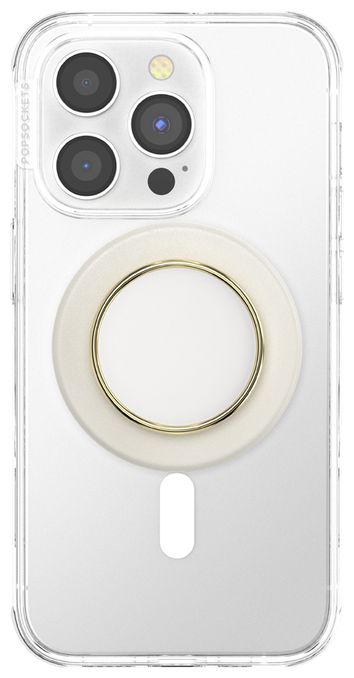 Fingerring für Apple iPhone 12+  PopGrip MagSafe Luxe Coconut Creme Enamel (Cremefarben, Gold) 