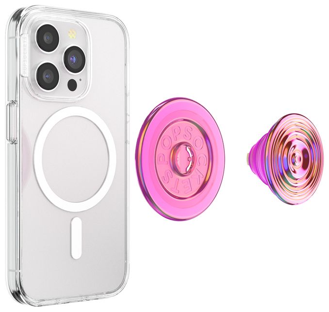 Fingerring für Apple iPhone 12+  PopGrip MagSafe Ripple Iridescent Aviation Opalescent (Pink) 