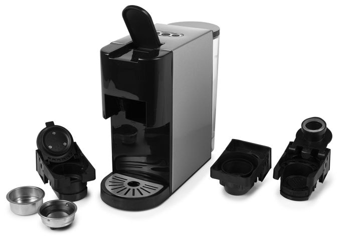 Kaffeekapsel, Kaffeepad, Gemahlener Kaffee Maschine  249450 (Schwarz, Edelstahl) 