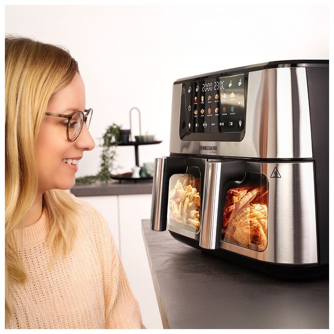 Doppel Heißluftfritteuse 5,5 l 2700 W  FRH2650 (Schwarz, Edelstahl) 