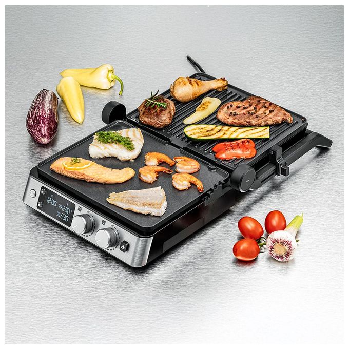 2 Zone(n) 2200 W  KG2025 Kontaktgrill (Schwarz, Edelstahl) 