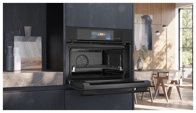Einbaubackofen kompakt Dampfgaren AutoClean (Schwarz) iQ700 CS938GCM1 