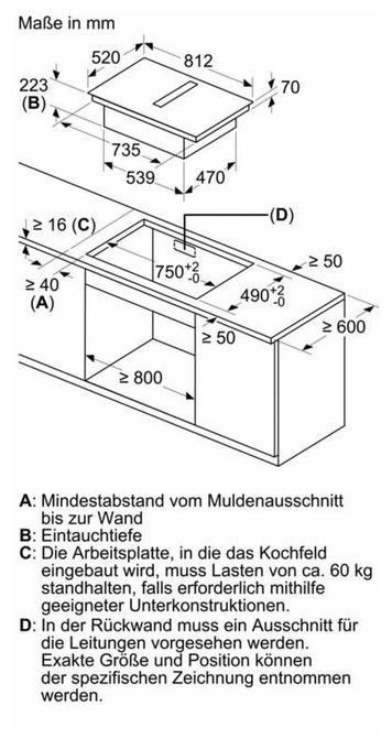 80 cm Induktionskochfeld 4 Kochzonen mit integriertem Dunstabzug iQ500 ED877HGA6 (ED877HQ26E + HZ9VDSB4) autarkes 