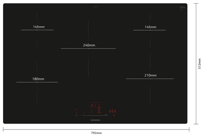 80 cm Induktions Kochfeld/Herdplatte 5 Zone(n) iQ100 EH801HVB1E autarkes 