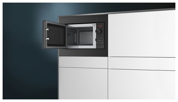 Einbau-Mikrowelle 800 W Größe: klein 5 Stufen (Schwarz, Edelstahl) iQ300 BF523LMB3 