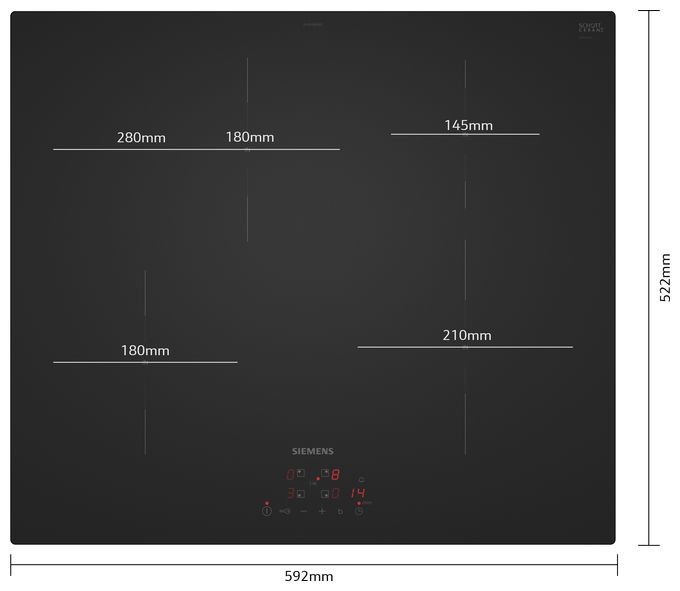 59.2 cm Induktions Kochfeld/Herdplatte 4 Zone(n) iQ300 EH61ABFB5E autarkes 