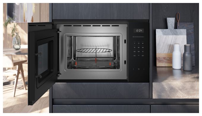 Einbau-Mikrowelle 900 W Größe: mittel 5 Stufen Grill (Schwarz) iQ500 BE555LMB1 