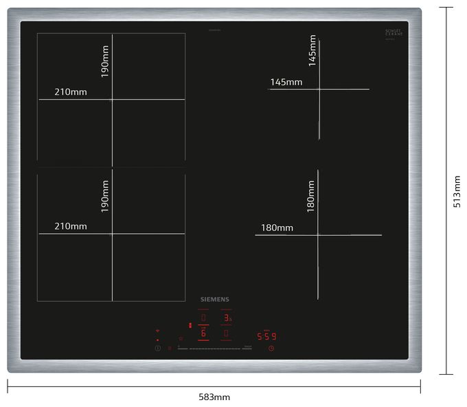 60 cm Induktions Kochfeld/Herdplatte 4 Zone(n) iQ500 ED64RHSB1E autarkes 