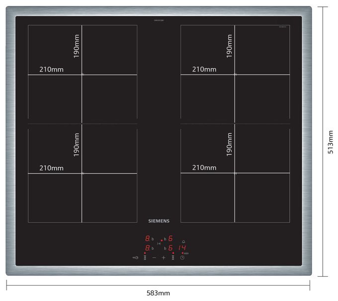 60 cm Induktions Kochfeld/Herdplatte 4 Zone(n) iQ500 EM645CQB6E herdgesteuert 