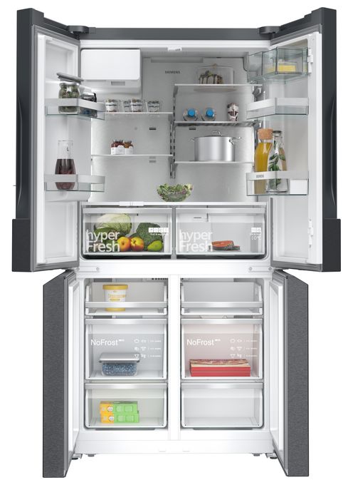 Side-by-Side Kühl-/ Gefrierkombination 375 l / 199 l 327 kWh NoFrost 1830 mm x 905 mm  iQ500 KF96DAXEA (Schwarz, Edelstahl) 