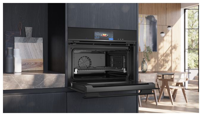 Einbaubackofen kompakt Dampfgaren AutoClean (Schwarz) iQ700 CS938GCB2 