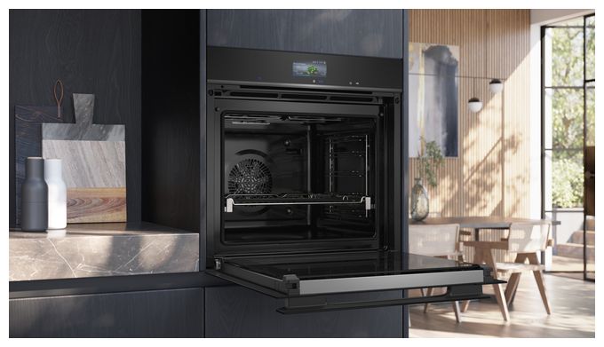 Einbaubackofen groß AutoClean (Edelstahl, Schwarz) iQ700 HB976GMB1 