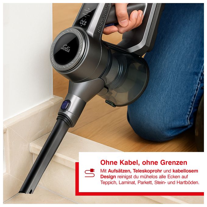 Handstaubsauger Beutellos bis 45 min Laufzeit 25,9 V HEPA  6000 Flexi Vac Cleaner (Schwarz) 