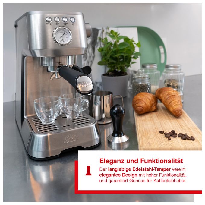 Stampfer  S0242 Tamper für 51 mm Siebträger (Schwarz, Silber) 