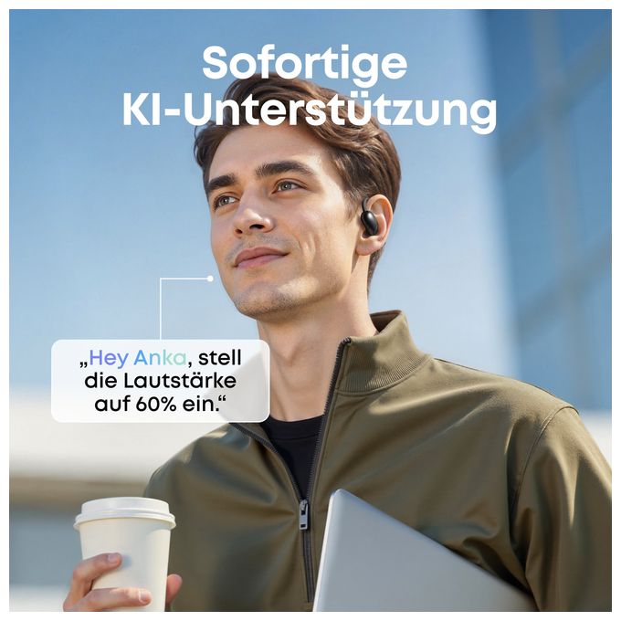 Ohraufliegender Bluetooth Kopfhörer kabellos 10 h Laufzeit IP55 USB Typ-C  Aerofit 2 (Schwarz) 