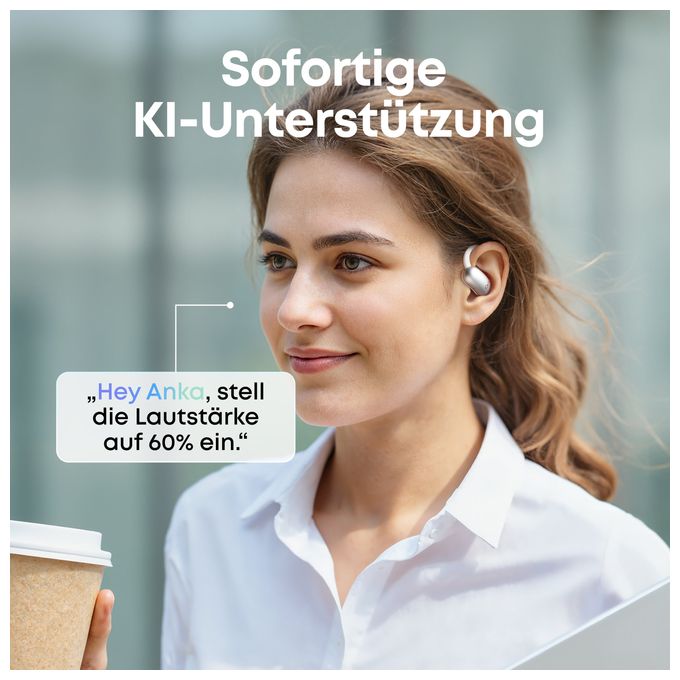 Ohraufliegender Bluetooth Kopfhörer kabellos 10 h Laufzeit IP55 USB Typ-C  Aerofit 2 (Weiß) 