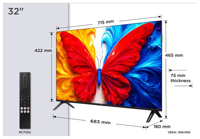 QLED 81,3 cm (32 Zoll) Fernseher Full HD VESA 100 x 100 mm 32S5L 