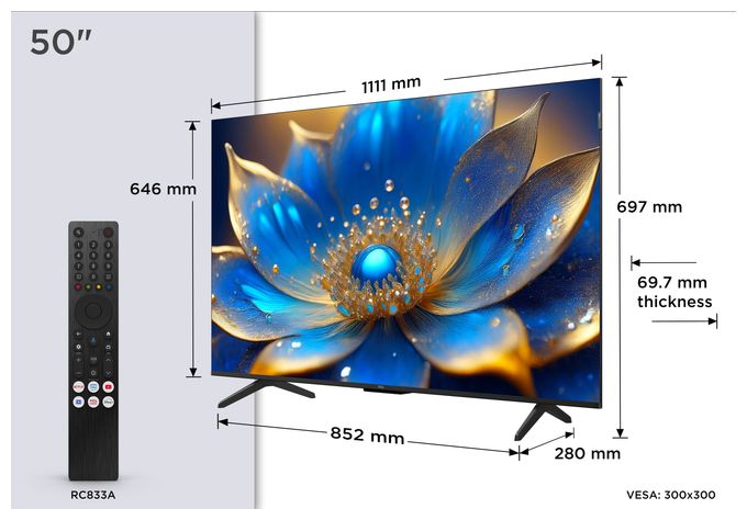 QLED 127 cm (50 Zoll) Fernseher 4K Ultra HD VESA 300 x 300 mm 50QLED780K 