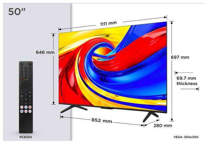 QLED 127 cm (50 Zoll) Fernseher 4K Ultra HD VESA 300 x 300 mm 50QLED780L 