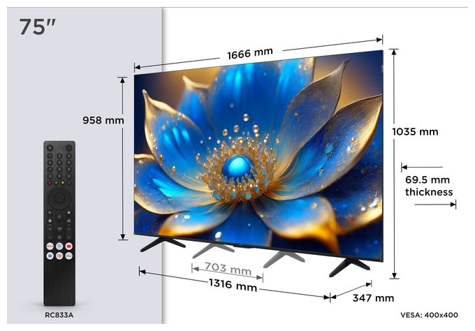 QLED 190,5 cm (75 Zoll) Fernseher 4K Ultra HD VESA 400 x 400 mm 75QLED780K 