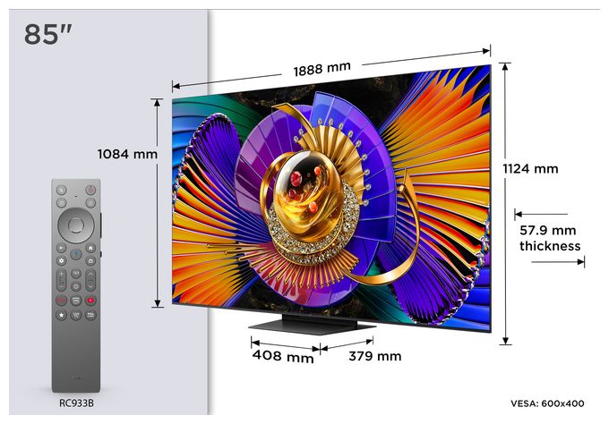 SQD-Mini LED 2,16 m (85 Zoll) Fernseher 4K Ultra HD VESA 600 x 400 mm 85MQLED85L 