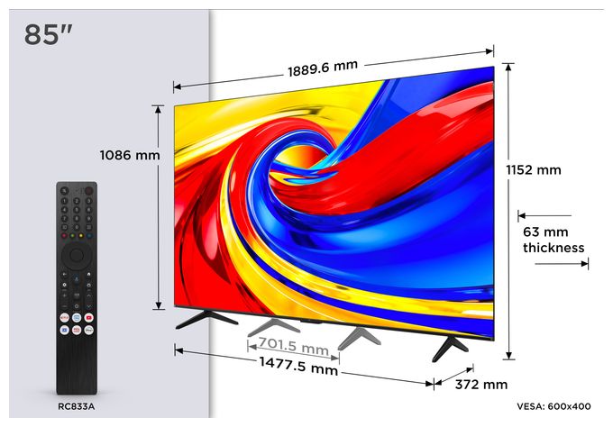 QLED 2,16 m (85 Zoll) Fernseher 4K Ultra HD VESA 600 x 400 mm 85QLED780L 
