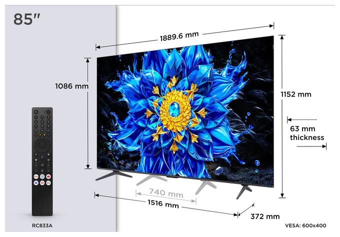 MiniLed 2,16 m (85 Zoll) Fernseher 4K Ultra HD VESA 600 x 400 mm 85QLED810L 