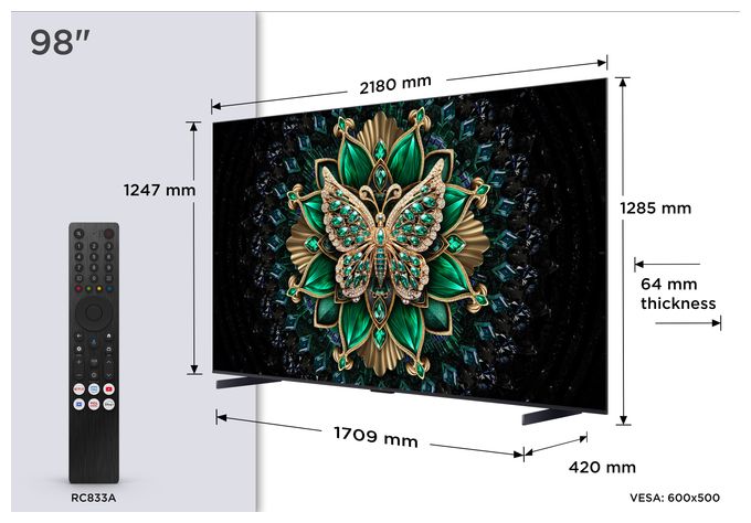 MiniLed 2,49 m (98 Zoll) Fernseher 4K Ultra HD VESA 600 x 400 mm 98MQLED75K 