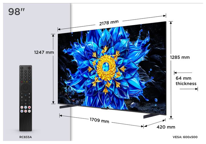 MiniLed 2,49 m (98 Zoll) Fernseher 4K Ultra HD VESA 600 x 500 mm 98QLED810L 