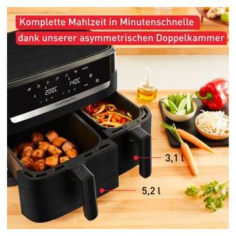 Doppel Heißluftfritteuse 8,3 l 2700 W  EY901N Dual Easy Fry Essential (Schwarz) 