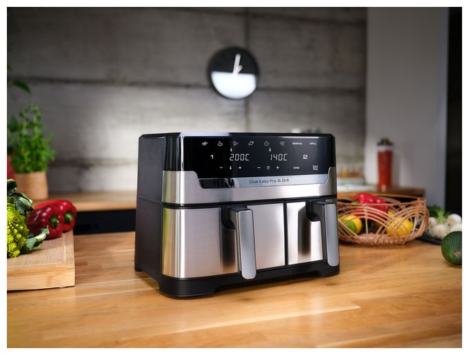 Doppel Heißluftfritteuse 8,3 l 2700 W  EY905D Dual Easy Fry & Grill (Edelstahl) 