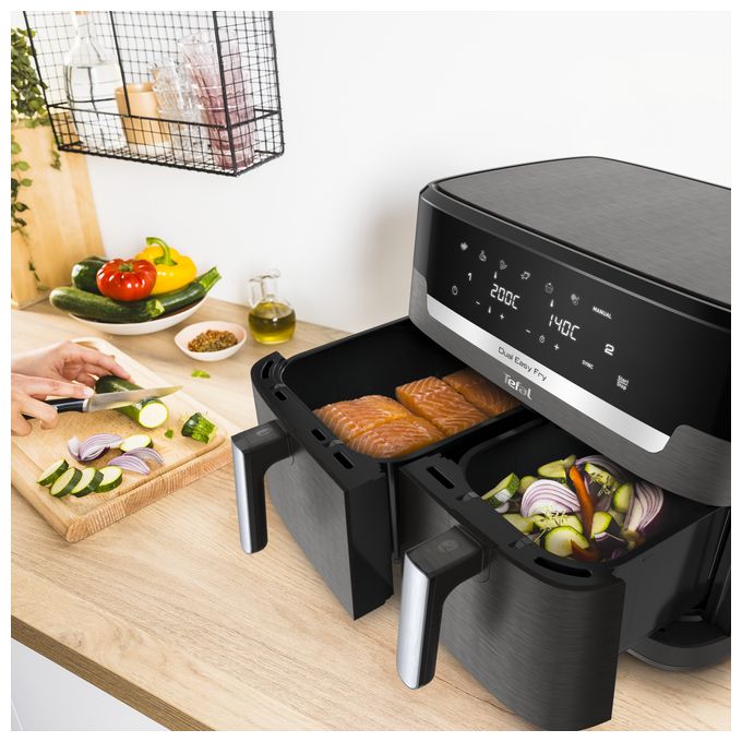 Doppel Heißluftfritteuse 11 l 2020 W  EY942HE0 Easy Fry Dual XXL (Grau) 