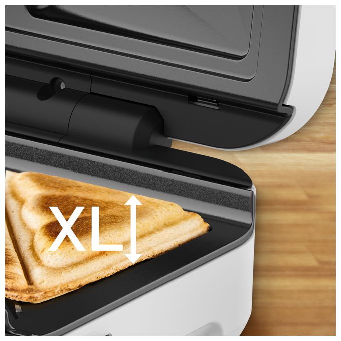 Sandwichmaker 850 W  SW7011 Snack XL Waffel- und (Weiß, Edelstahl) 
