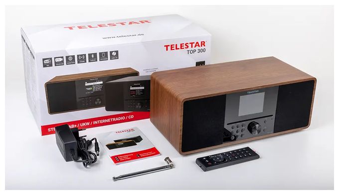 Bluetooth DAB+, FM Radio Internet  Top 300 (Holz) 