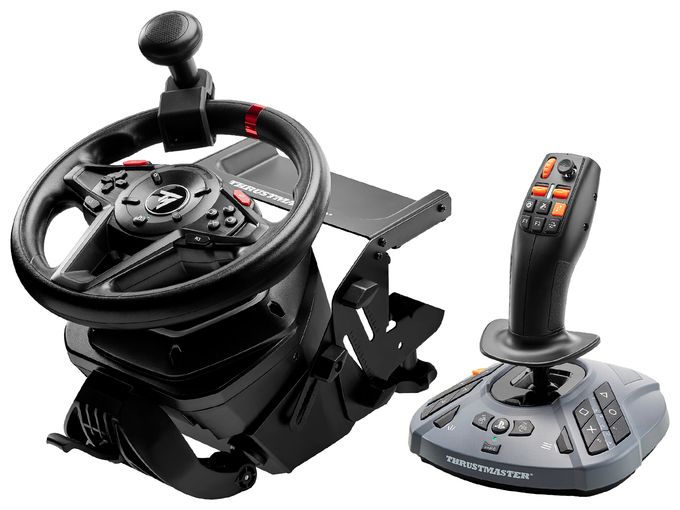 Analog / Digital Lenkrad + Pedale + Schalthebel für PC, PlayStation PS4, PlayStation PS5  T128 SimTask Farming Pack (Schwarz) 