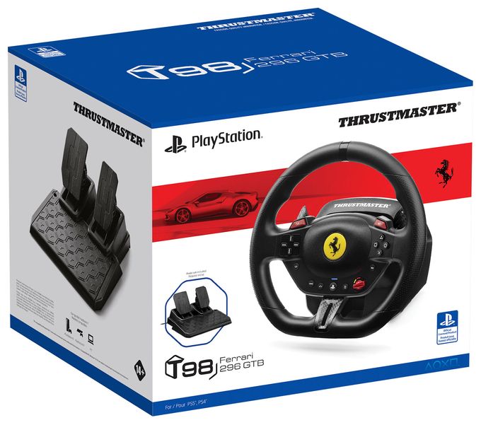 Analog / Digital Lenkrad + Pedale für PC, PlayStation PS4, PlayStation PS5  T98-P Ferrari 296 GTB (Schwarz) 