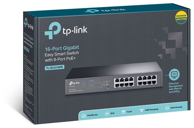 16-Port Gigabit Easy Smart Switch mit 8-Port PoE+ 