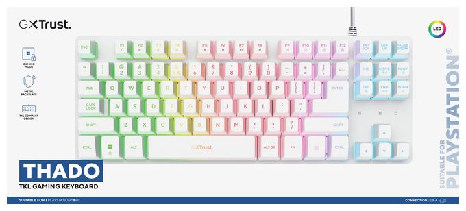 LED Gaming Tastatur USB  GXT833PS Thado TKL (Weiß) 