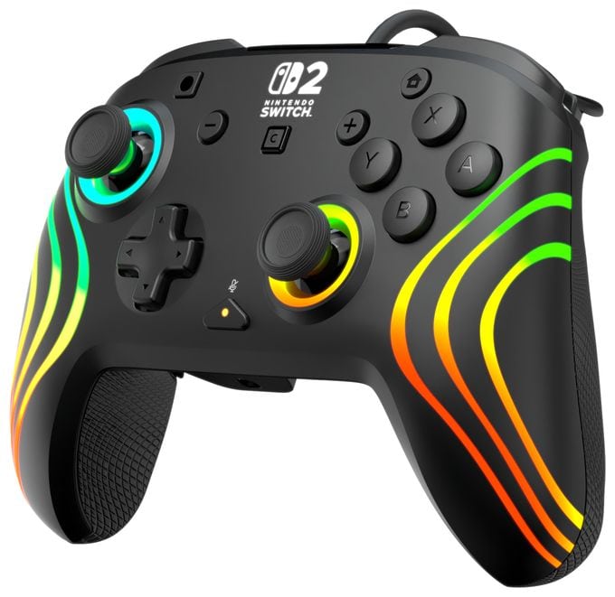 Gamepad für Nintendo Switch, Nintendo Switch 2, Nintendo Switch OLED  Afterglow Wave Wired Controller (Schwarz) 