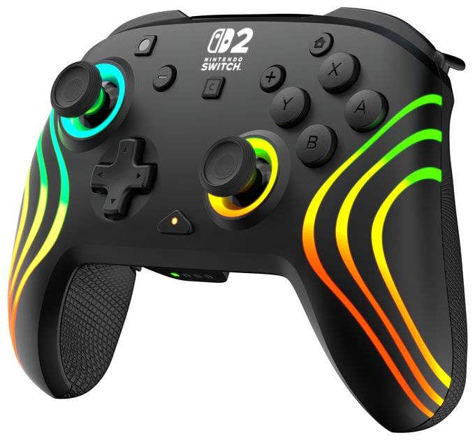 Gamepad für Nintendo Switch, Nintendo Switch 2, Nintendo Switch Lite, Nintendo Switch OLED  Afterglow Wave Wireless Controller (Schwarz) 
