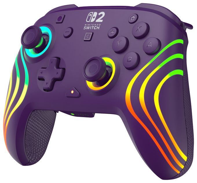 Gamepad für Nintendo Switch, Nintendo Switch 2, Nintendo Switch Lite, Nintendo Switch OLED  Afterglow Wave Wireless Controller (Violett) 