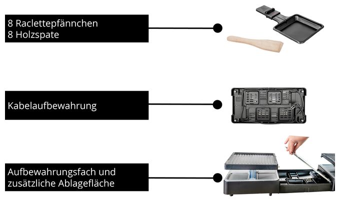 8 Person(en) 1300 W 48755 Raclette Extendable 