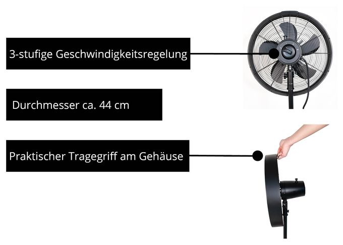Ventilator Stand neigbar  Black Steel (Schwarz, Holz) 