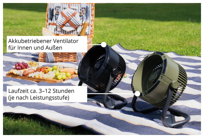 Ventilator Flur, Tisch, Wand neigbar  Outdoor (Schwarz) 
