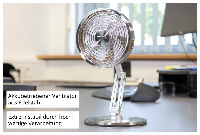  Steel Flex Akku-Tischventilator (Chrom) 