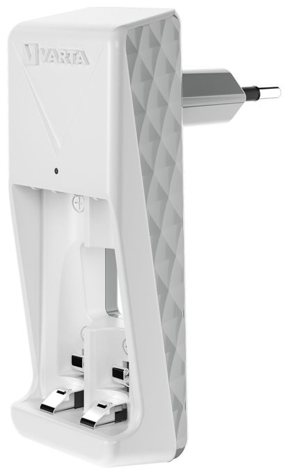 Akku Ladegerät, inkl. 2X AA 2100mAh, Batterieladegerät für wiederaufladbare Batterien, lädt 2 AA/AAA gleichzeitig, Mini Charger, weiß 