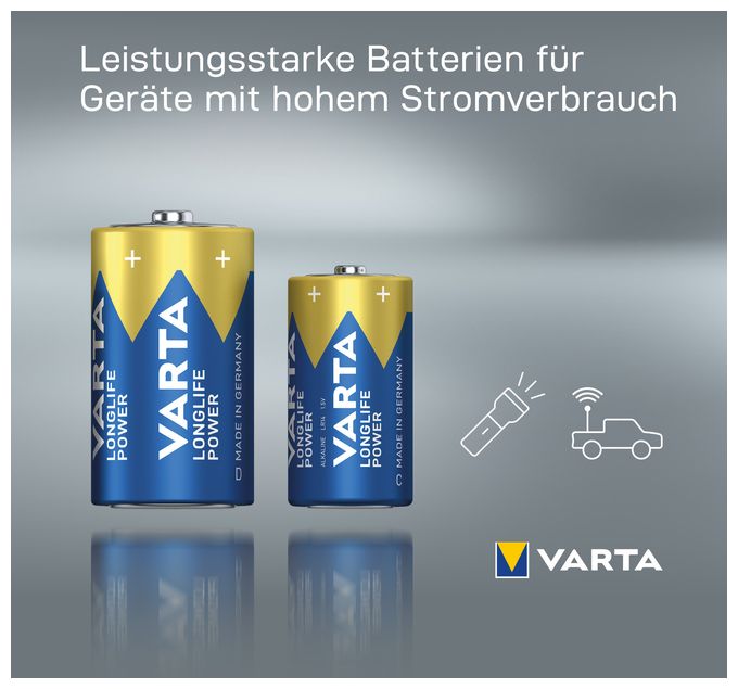 LONGLIFE Power, Alkaline Batterie, D, Mono, LR20, 1,5V, 2er Pack, Made in Germany 