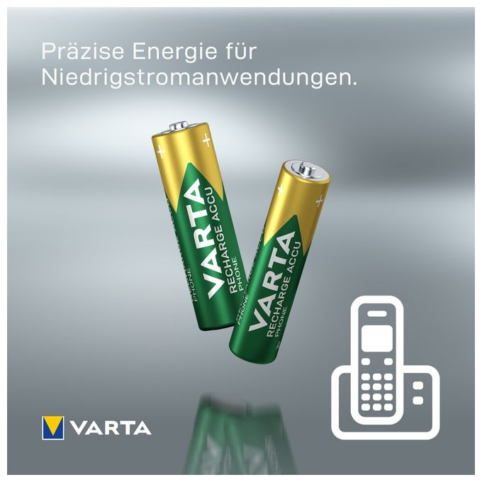 RECHARGE ACCU Phone. Vorgeladener AAA Micro NiMH Akku (4er Pack, 800mAh) - Ideal für schnurlose Telefone - Wiederaufladbar ohne Memory-Effekt. 