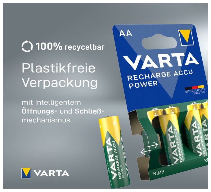 RECHARGE ACCU Power. Vorgeladener AAA Micro NiMH Akku (4er Pack, 550mAh) - Wiederaufladbar ohne Memory-Effekt - Ready to Use Technologie 